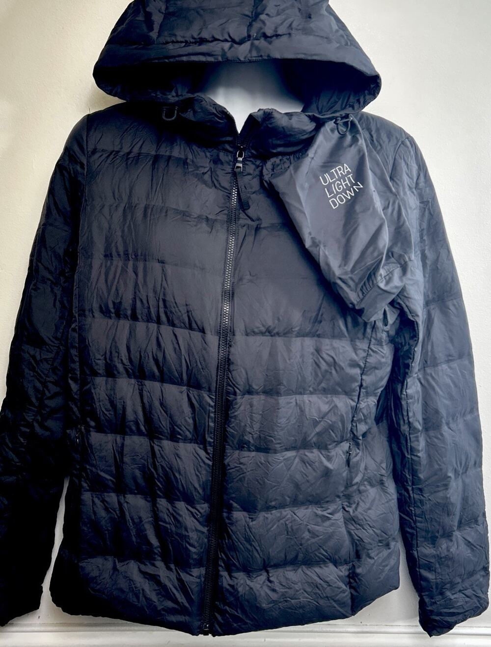 Uniqlo Ultra Light Down Jacket Womens S Black Full Zip Puffer Coat Packable